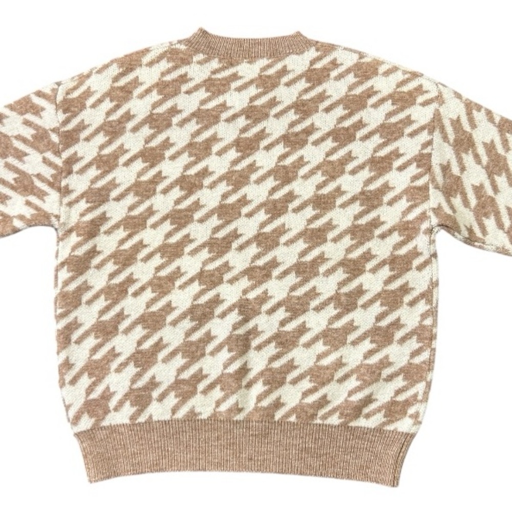 Listicle Taupe Houndstooth Pullover Knit Sweater Women’s Size Medium - Picture 9 of 11